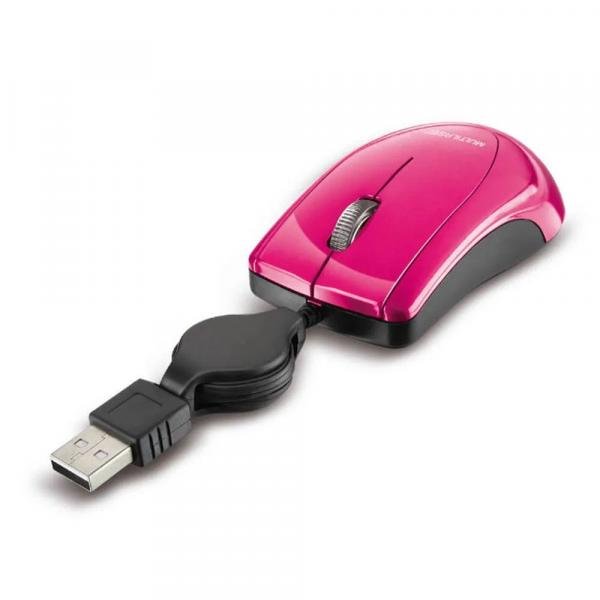 Mini Mouse Multilaser Retrátil Usb 800Dpi Rosa MO161
