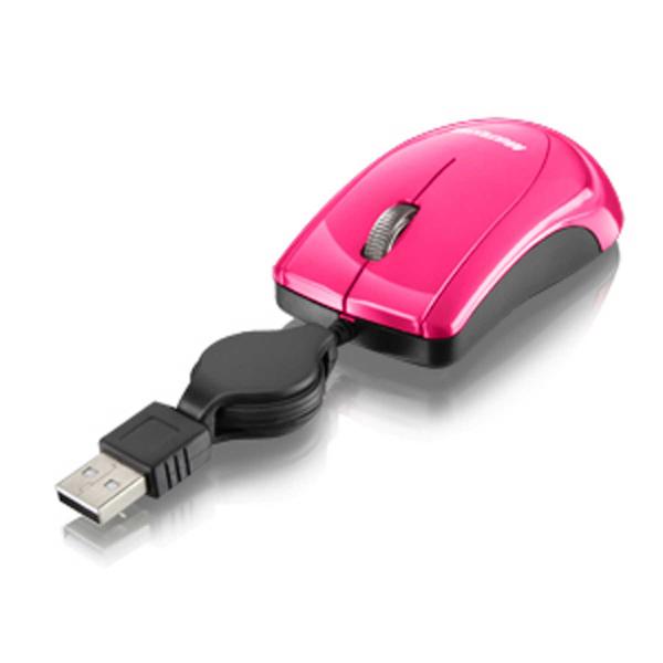 Mini Mouse Multilaser Retrátil Usb 800dpi Rosa