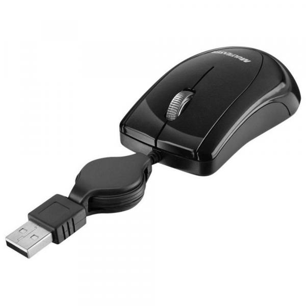 Mini Mouse Multilaser Usb Mini Retrátil Preto - MO159