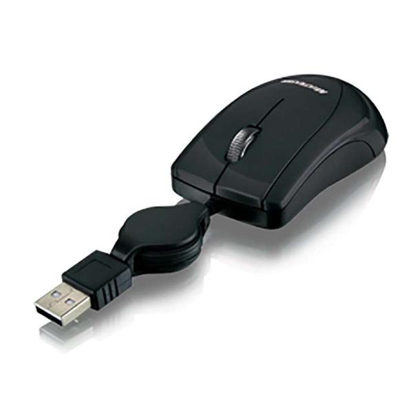 Mini Mouse Multilaser Usb Mini Retrátil Preto - MO159