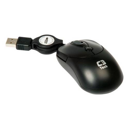 Tudo sobre 'Mini Mouse Óptico C3 Tech Ms3208bk Usb Preto Retrátil'
