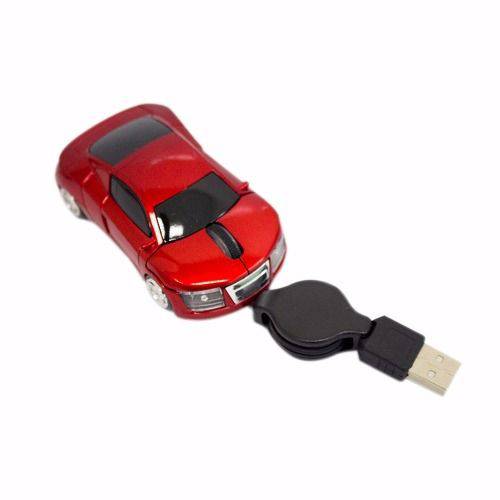Mini Mouse Optico Carrinho com Cabo Retratil USB 1200dpi