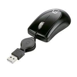 Mini Mouse Óptico com Cabo Retrátil USB Multilaser Preto - MO205