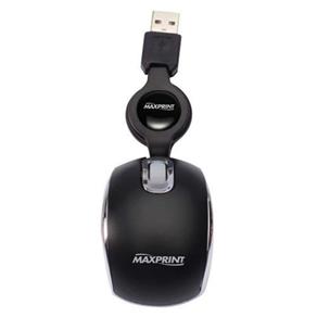 Mini Mouse Óptico Maxprint 606200 USB C/ Cabo Retrátil - Preto