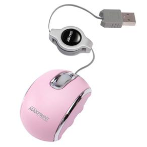 Mini Mouse Óptico Maxprint 606229 USB C/ Cabo Retrátil - Rosa