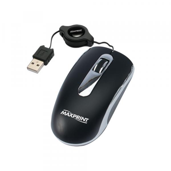 Mini Mouse Óptico Retrátil USB 606181 Preto - Maxprint - Maxprint