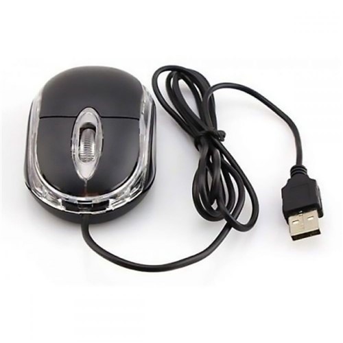 Mini Mouse Preto USB 1000dpi Óptico LED Azul C/ Scroll Exbom