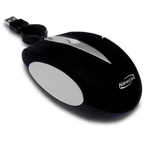 Mini Mouse Retrátil C/ Acabamento Emborrachado Soft Preto - New Link