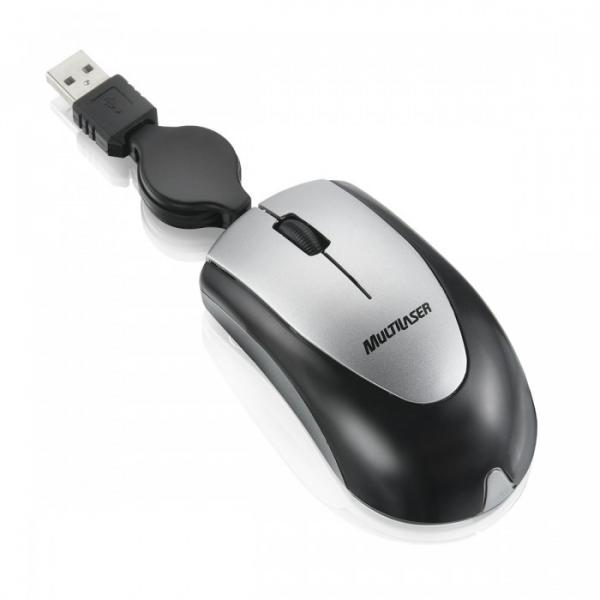 Mini Mouse Retrátil Multilaser USB Prata MO073
