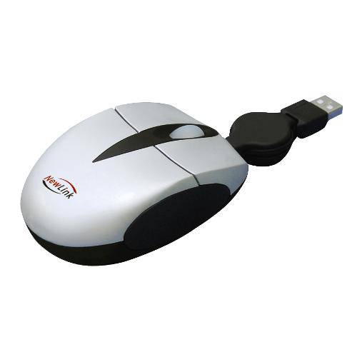 Mini Mouse Retrátil Newlink Soft Prata Mo-307