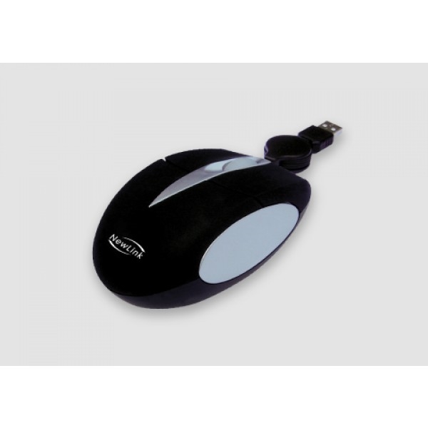 Mini Mouse Retrátil NewLink Soft Preto MO-306