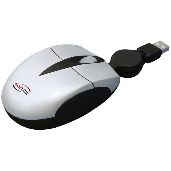 Mini Mouse Retrátil Óptico Soft 800 Dpi Prata Mo307 Newlink