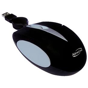 Mini Mouse Retrátil Óptico Soft 800 Dpi Preto MO306 NewLink