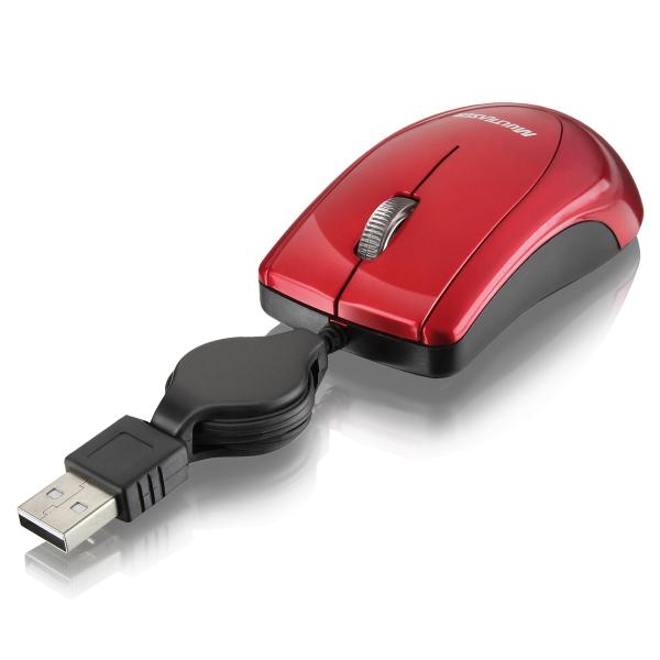 Mini Mouse Retrátil USB 800DPI Vermelho/Preto MO163 - Multilaser