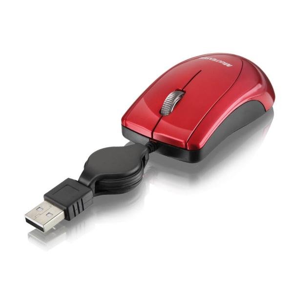 Mini Mouse Retrátil Usb Red Multilaser Mo163
