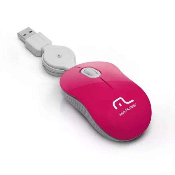 Mini Mouse Super Retrátil USB Rosa - Multilaser MO185