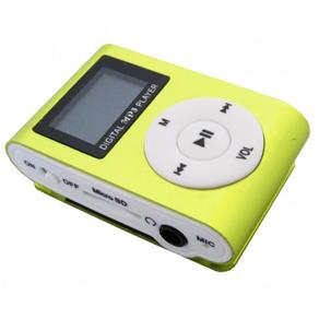 Mini Mp3 Player com Entrada Cartão de Memória e Fone de Ouvido com Display Verde