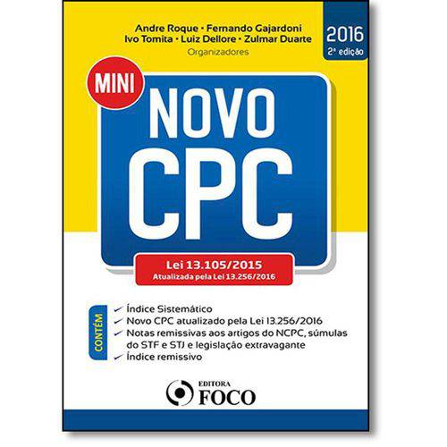 Mini Novo Cpc - Lei 13.105-2015 Atualizada Pela Lei 13.256-2016