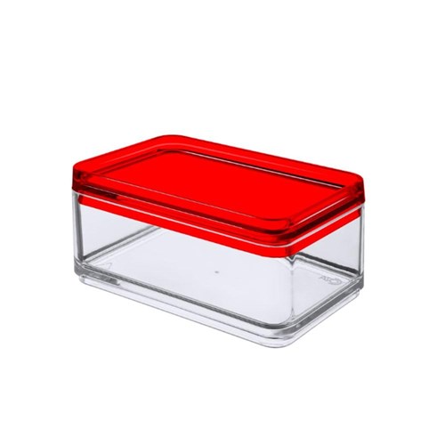 Mini Organizador 11 X 7,3 X 5,5 Cm Mod Cristal com Vermelho - Coza