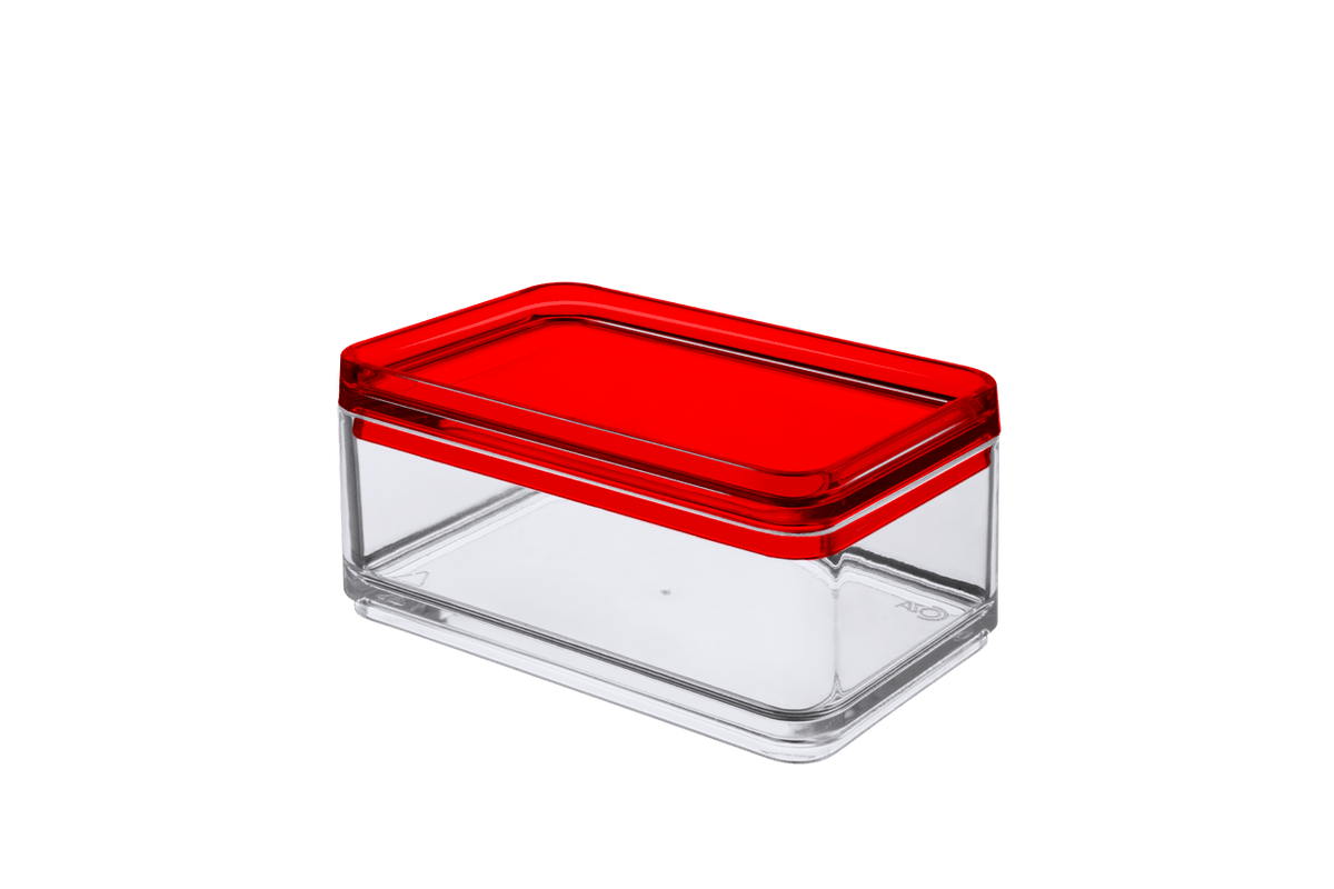 Mini Organizador - MOD 11 X 7,3 X 5,5 Cm Cristal com Vermelho Coza