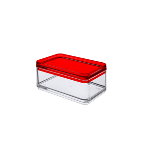 Mini Organizador Mod 11 X 7,3 X 5,5 Cm - Cristal com Vermelho Coza