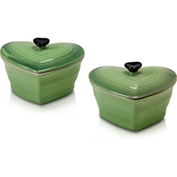 Mini Panela Coração em Cerâmica com 2 Peças 12cm - Verde - La Cuisine