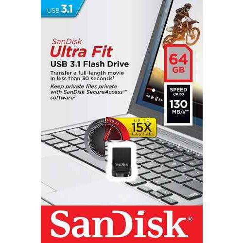 Tudo sobre 'Mini Pen Drive Sandisk Ultra Fit USB 3.1 130mbs 64gb Lacrado 7 Anos Garantia'
