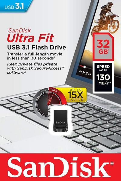 Mini Pen Drive Ultra Fit 32gb Usb3.1 130mbs Original Lacrado - Sandisk