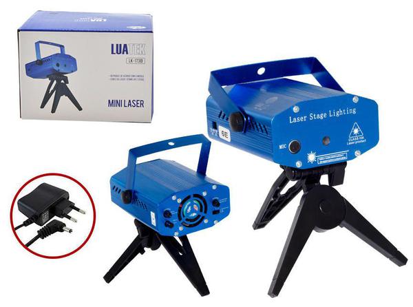 Mini Projetor Holografico a Laser 6 Desenhos e Movimento com Tripe 173B Azul - Luatek