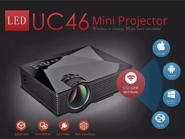 Mini Projetor Led Profissional 1200 Lumen Wifi Miracast Uc46 - Unic