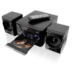 Mini System Multilaser SP141 Preto com DVD Player USB Rádio Fcm Karaokê 30W RMS