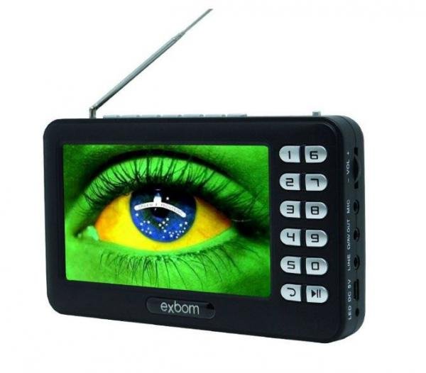 Mini Tv Digital Portátil HD Tela 4.3 USB Sd Rádio Fm Isdb-t Monitor Exbom MTV-43A