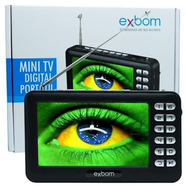 Mini Tv Portátil Digital C/ Tela 4,3 Usb Sd Fm Exbom Mtv-43a