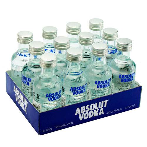 Tudo sobre 'Mini Vodka Absolut 50ml Natural Miniatura Mini Garrafa Kit 12 Unidades'