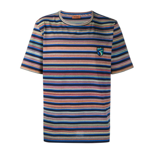 Missoni Camiseta Listrada com Decote Arredondado - Azul