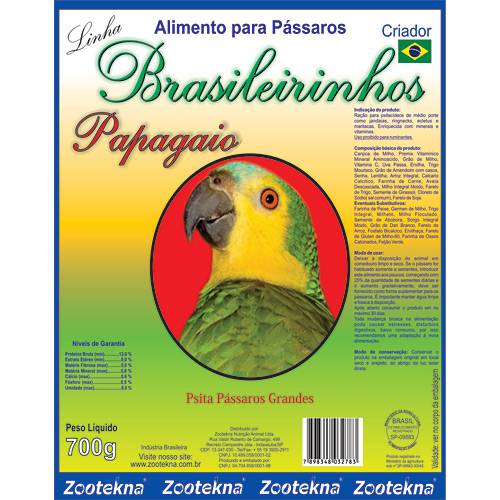 Tudo sobre 'Mistura Especial Brasileirinho P/ Papagaio 700g - Zootekna'