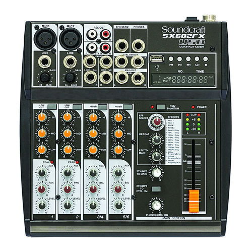 Mixer Analógico Soundcraft Sx602fx 6 Canais Usb