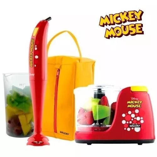 Mixer + Processador Mickey Mallory Disney com Bolsa e Copo