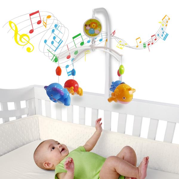 Móbile Giratório Musical de Bebê para Berço - Safari - Kitstar