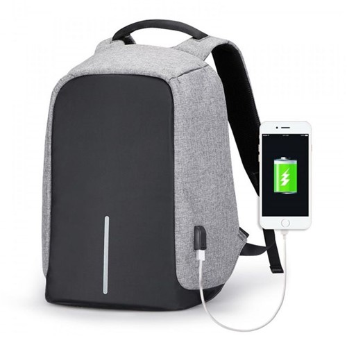 Mochila Anti Furto Impermeável USB Integrado M2417C Cinza