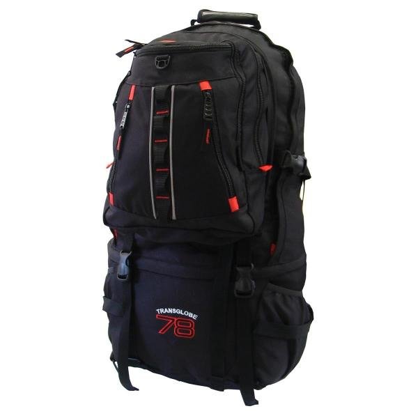 Mochila Cargueira Transglobe 78 Litros Preta Trilhas e Rumos