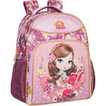 Mochila de Costas Grande Jolie Morena Luxo Infantil Tilibra Rosa