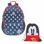 Mochila De Costas Mickey Vintage Jeans Com Saco Esportivo