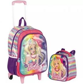 Mochila Escolar Barbie Sereia Colors 3d Rodinhas G + Lancheira 2018