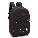 Mochila Escolar Feminina Gatinho Barata Resistente Preta 13762