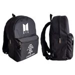 Mochila Escolar Passeio Viagem Kpop Bts Bagtan Boys Army Todos os Integrantes Compartimento e Bolso Frontal Preto