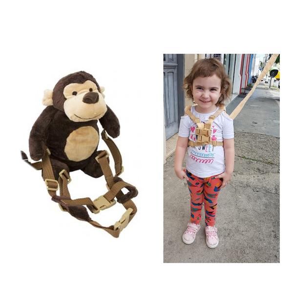 Mochila Infantil com Guia Macaco BBR Toys com Inmetro