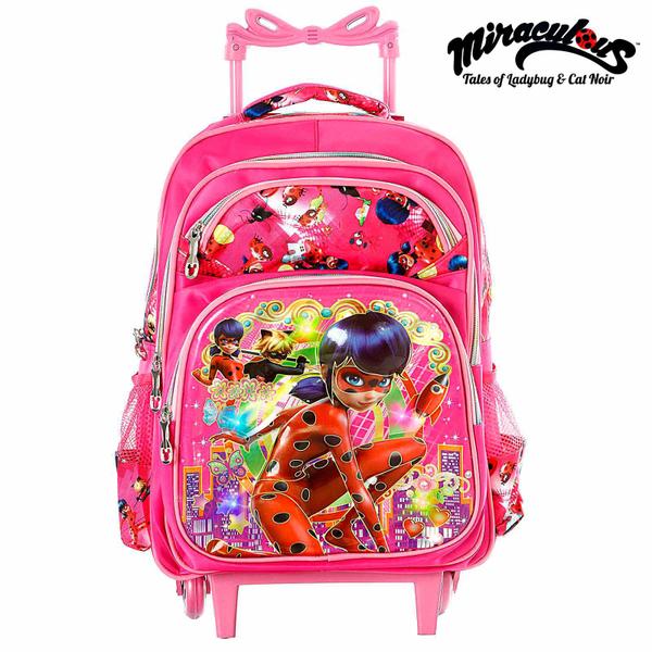 Mochila Infantil Escolar com Rodinhas Miraculous - Mochila Escolar