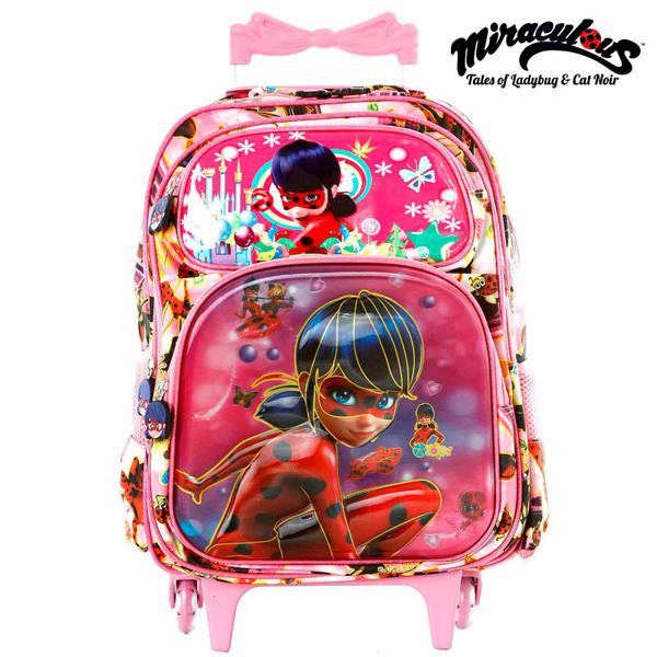 Mochila Infantil Escolar Miraculous 3D com Rodinha - Mochila Escolar