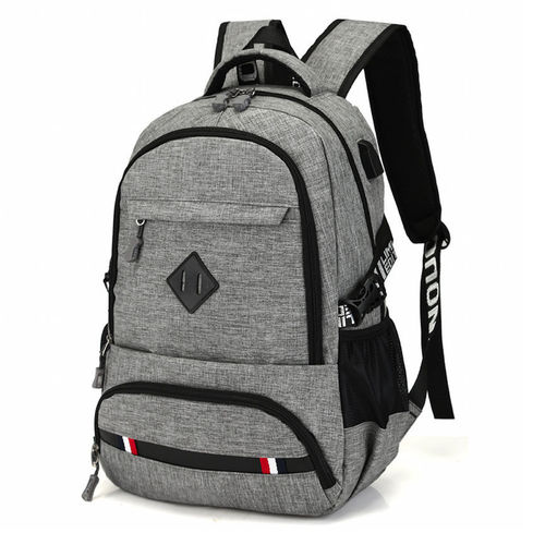 Mochila Masculina Moderna 2018 com Entrada USB Cinza